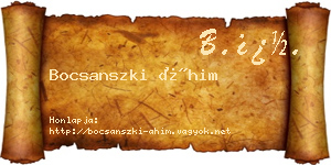 Bocsanszki Áhim névjegykártya